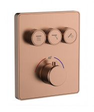 Термостатическая панель смесителя встраиваемая на 3 потребителя WONZON & WOGHAND, Брашированное розовое золото (WW-INF323A-BRG)