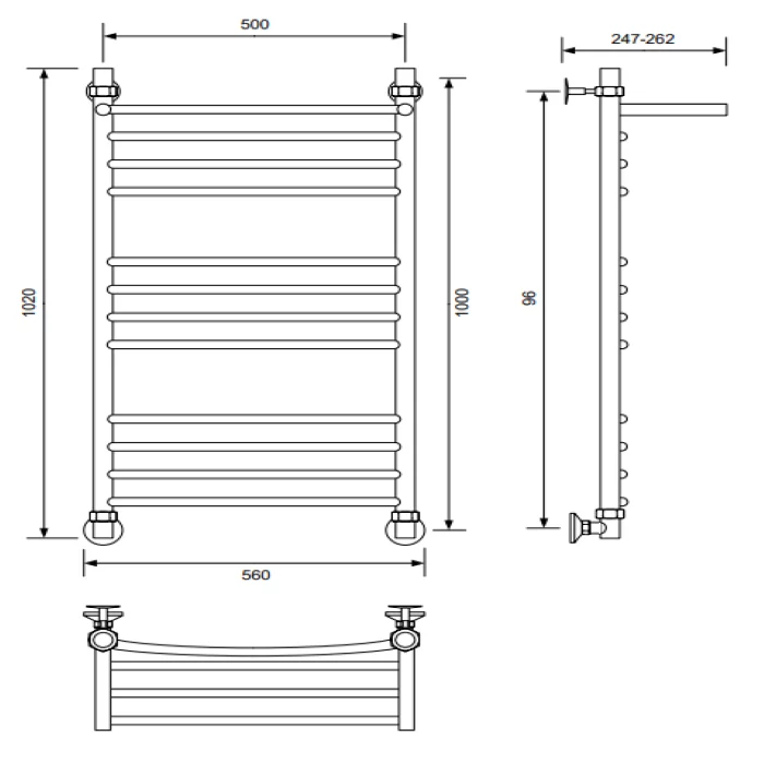 Приобрести veconi полотенцесушитель водяной nemi-b 50х100 см, черный n10050b-b