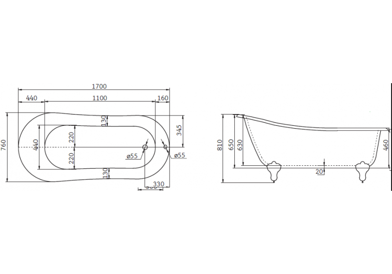 Приобрести ванна акриловая отдельностоящая belbagno 170х80 см, bb06-1700