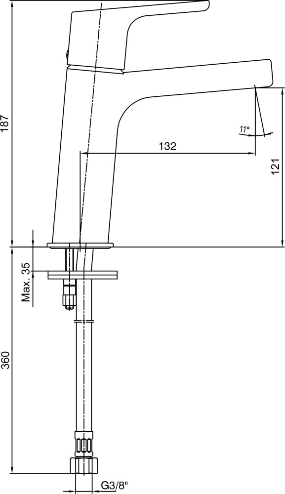 Приобрести смеситель для раковины e.c.a. luna 121 мм без донного клапана 102108940ex