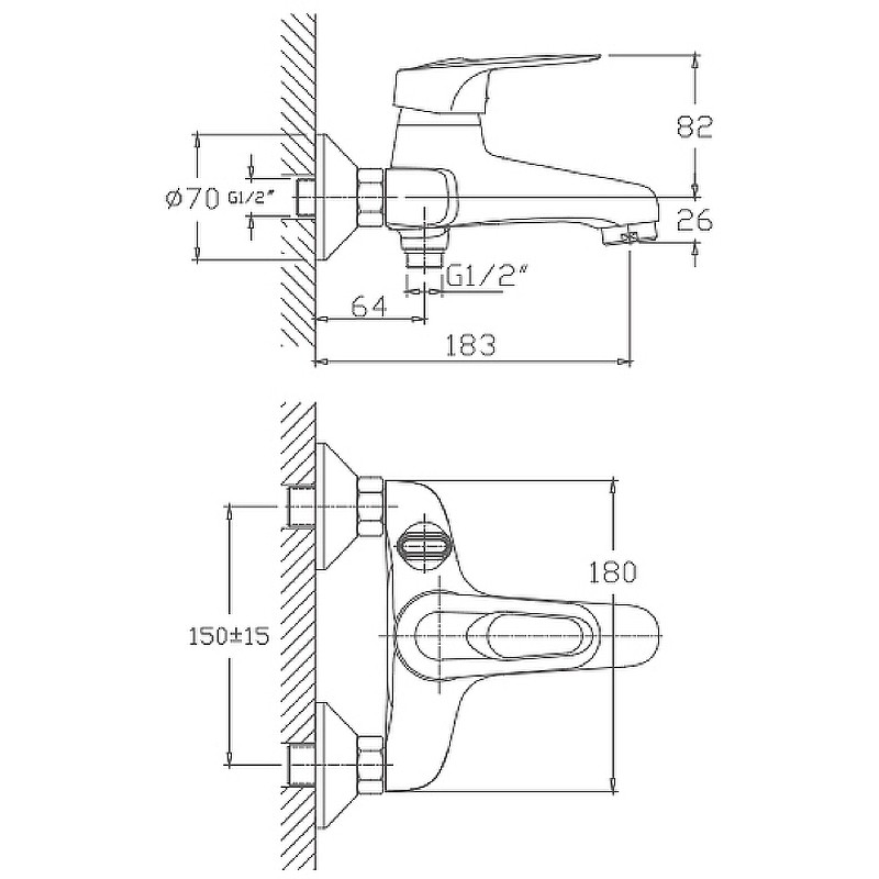 Приобрести haiba смеситель для ванны 180мм, хром hb-3204