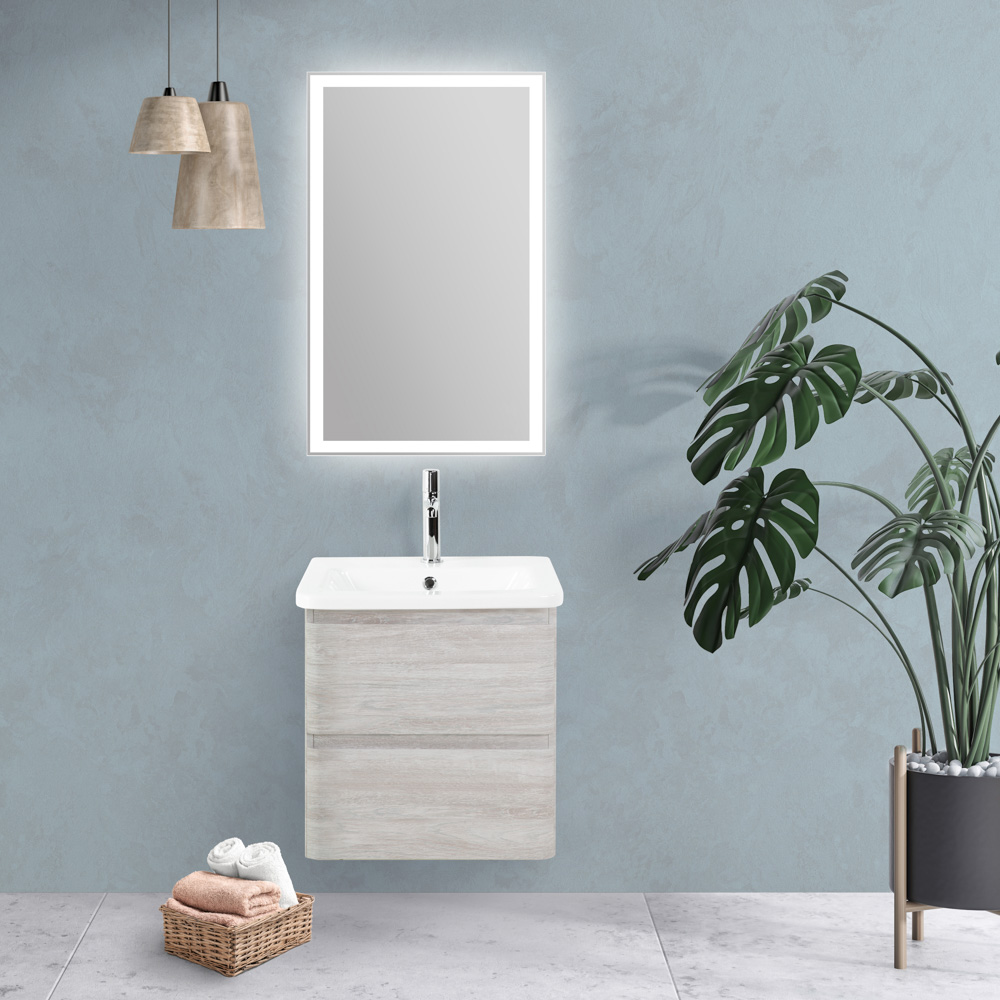 Приобрести belbagno тумба с раковиной albano-cer 50 см, подвесная rovere vintage bianco, белая раковина