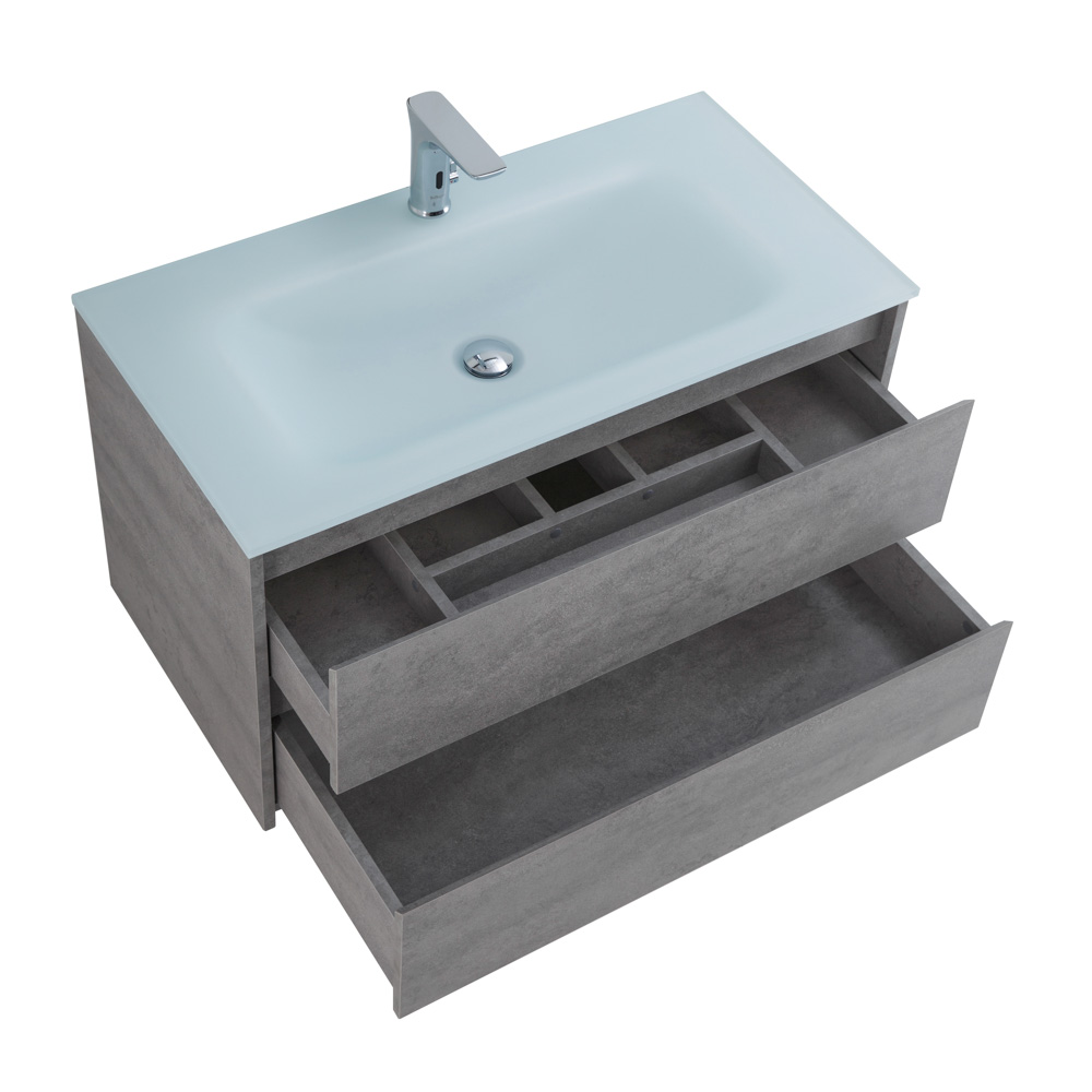 Приобрести belbagno тумба с раковиной kraft 100 см, подвесная cemento grigio, белая раковина