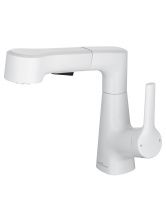 Смеситель для раковины с выдвижным изливом WONZON & WOGHAND, Белый матовый (WW-121B108-MW)