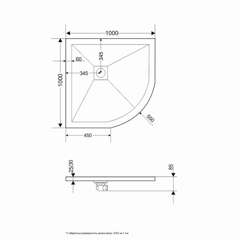 Приобрести grossman каменный душевой поддон strong 100x100 см, белый gr-s1100100