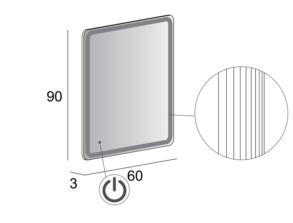 Приобрести cezares зеркало 60х90 см, реверсивное, led подсветка, сенсорное выключение touch system 45028