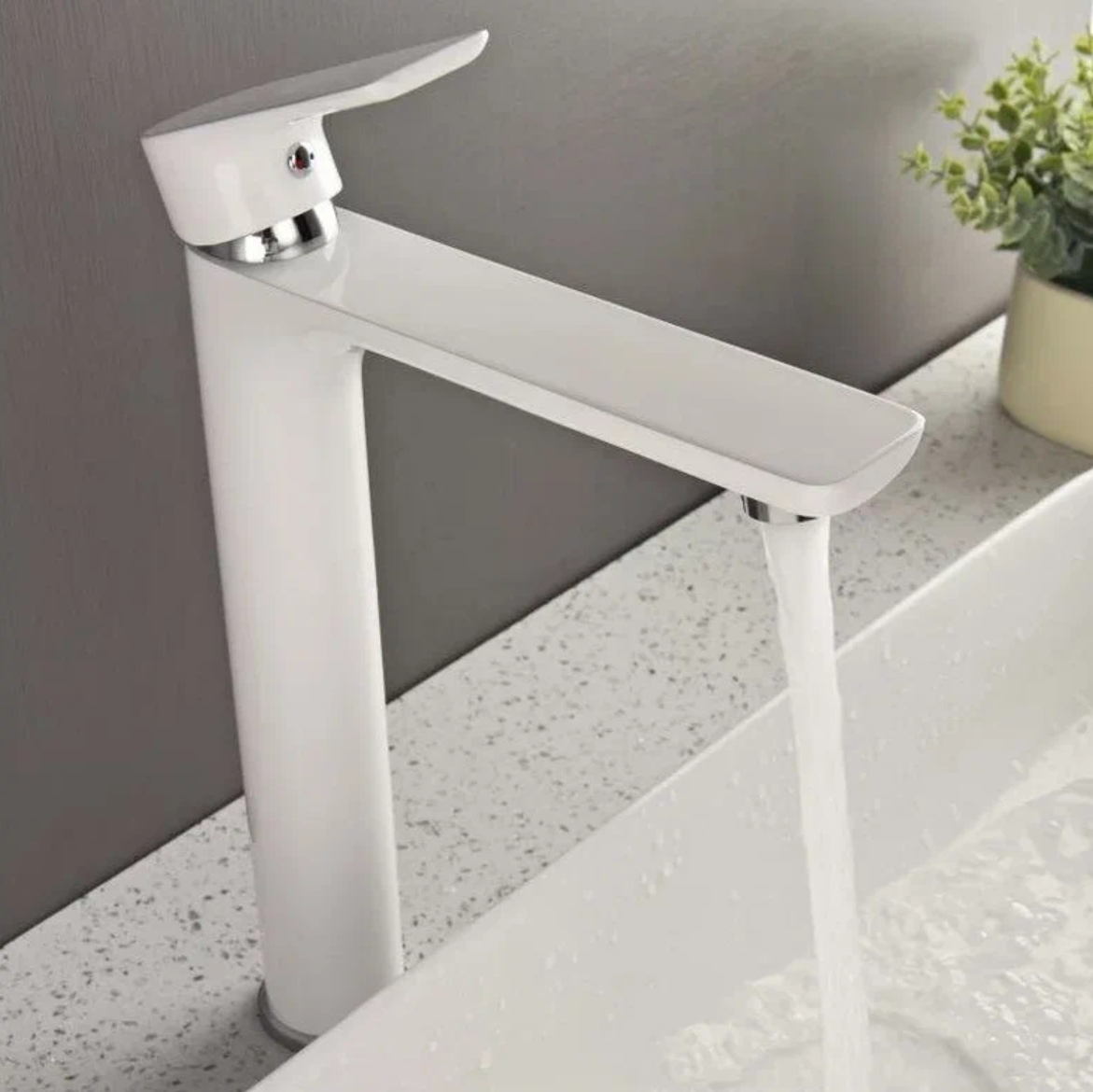 Приобрести grocenberg смеситель для раковины, высокий, белый\хром gb3009wc