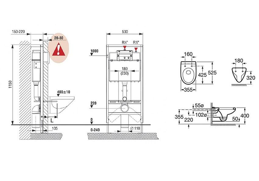 Приобрести инсталляция с подвесным унитазом roca victoria pro 5 в 1 7.8931.0.000.0