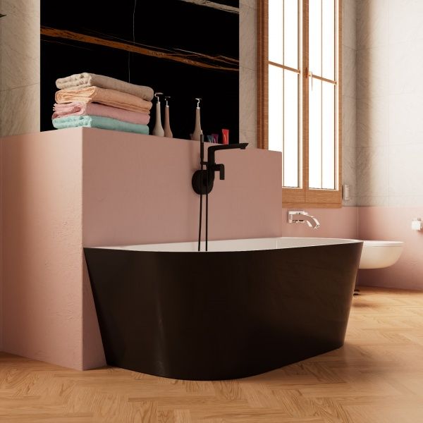 Приобрести frank акриловая ванна f6163 white/black,170х80см, пристенная