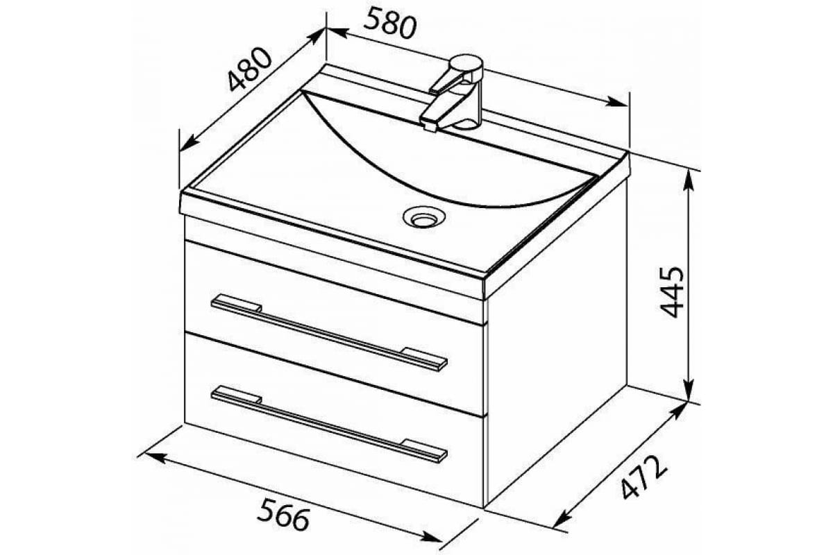 Приобрести aquanet раковина нота 58х48 см, белая