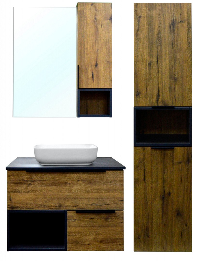 Приобрести тумба подвесная azario gris 90 со столешницей, дуб веллингтон/антрацит