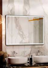 Continent Зеркало с подсветкой Solid Black 90х70 см, черное