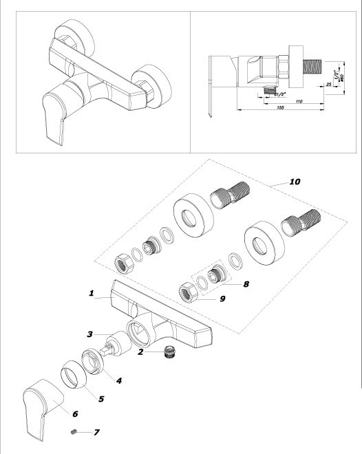 Приобрести смеситель для душа azario enzo, az-15710611