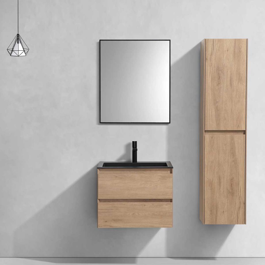 Приобрести vincea тумба подвесная luka 60 см, дуб натуральный с черной раковиной vmc-2l600no;vcb-13600b