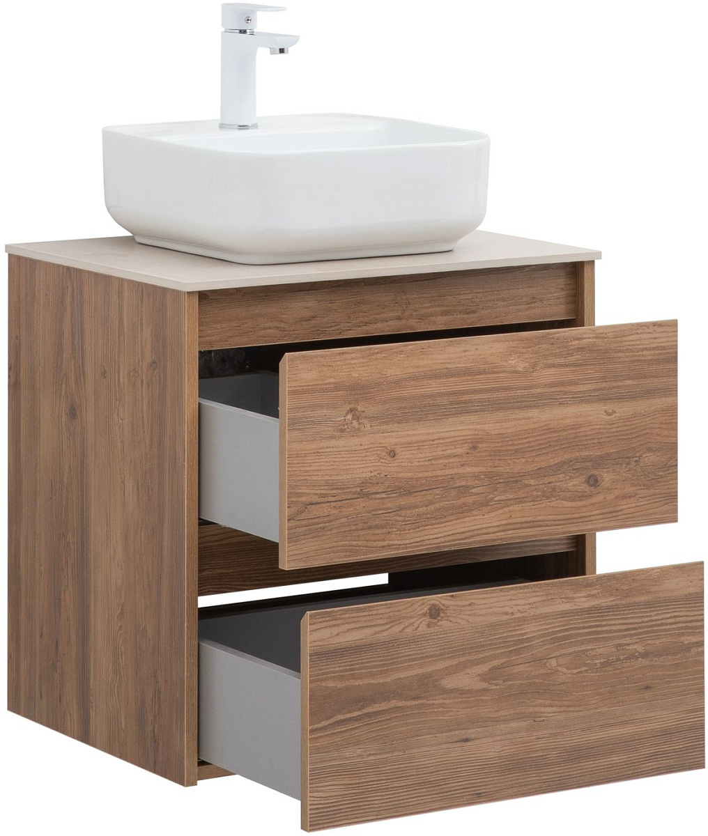 Приобрести aquanet тумба с раковиной nova lite 60 см, дуб шоколадный (2 ящика)