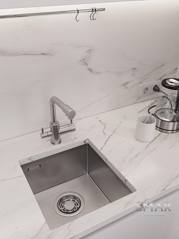 Приобрести emar кухонная мойка 38х42 см, сатин emb-130 pvd nano satine