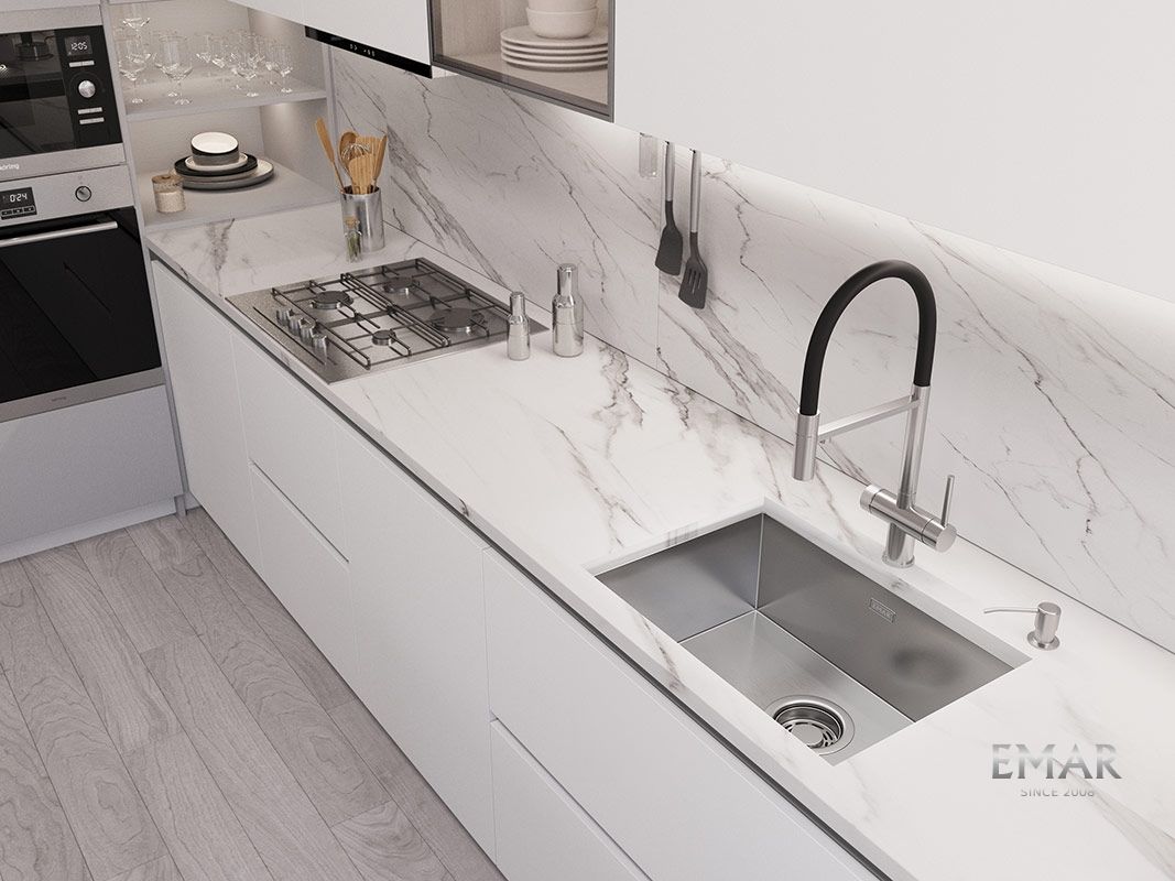 Приобрести emar кухонная мойка 54х42 см, сатин emb-123a pvd nano satine