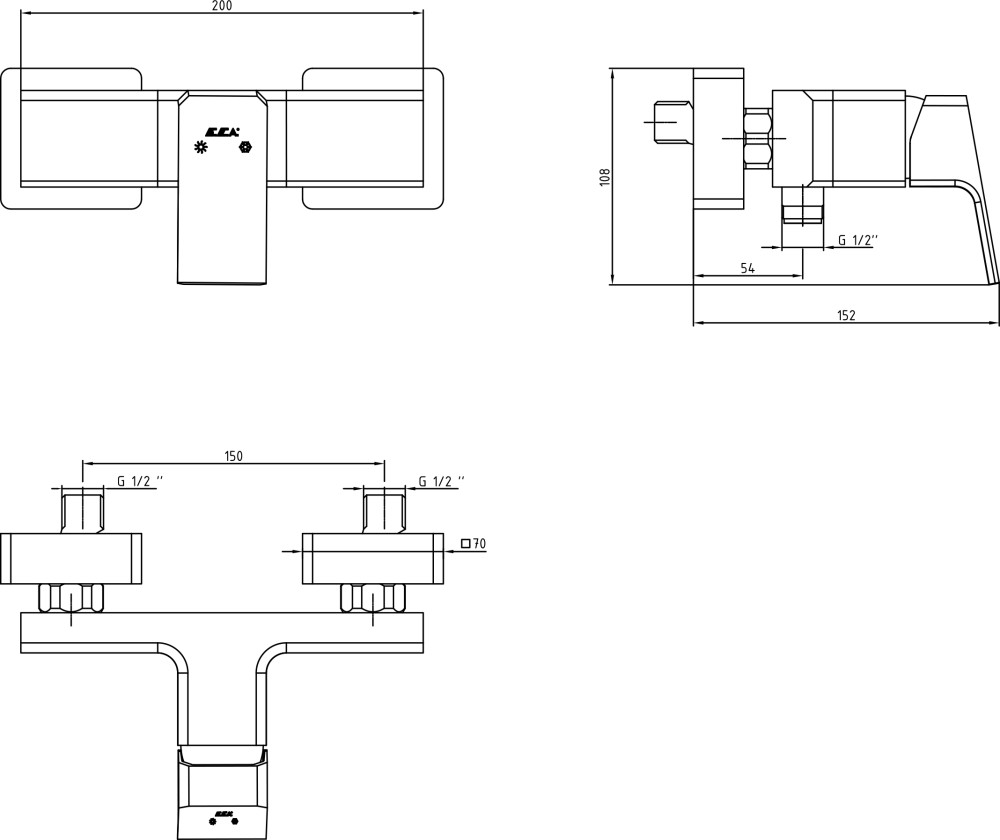 Приобрести смеситель для ванны e.c.a. tiera 102154024ex