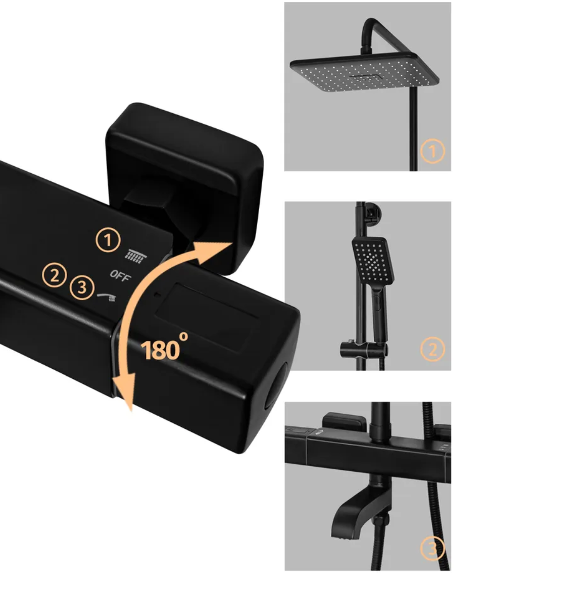 Приобрести grocenberg душевая система с термостатом, графит gb7005bg