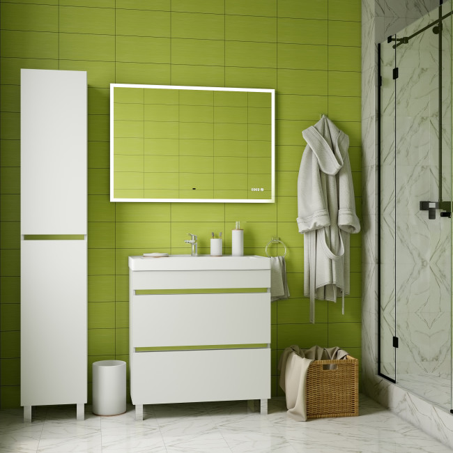 Приобрести briz зеркало elen 100х80 см, с подсветкой, подогревом,часы, температура, сенсорное включение , белое, пдз42-100