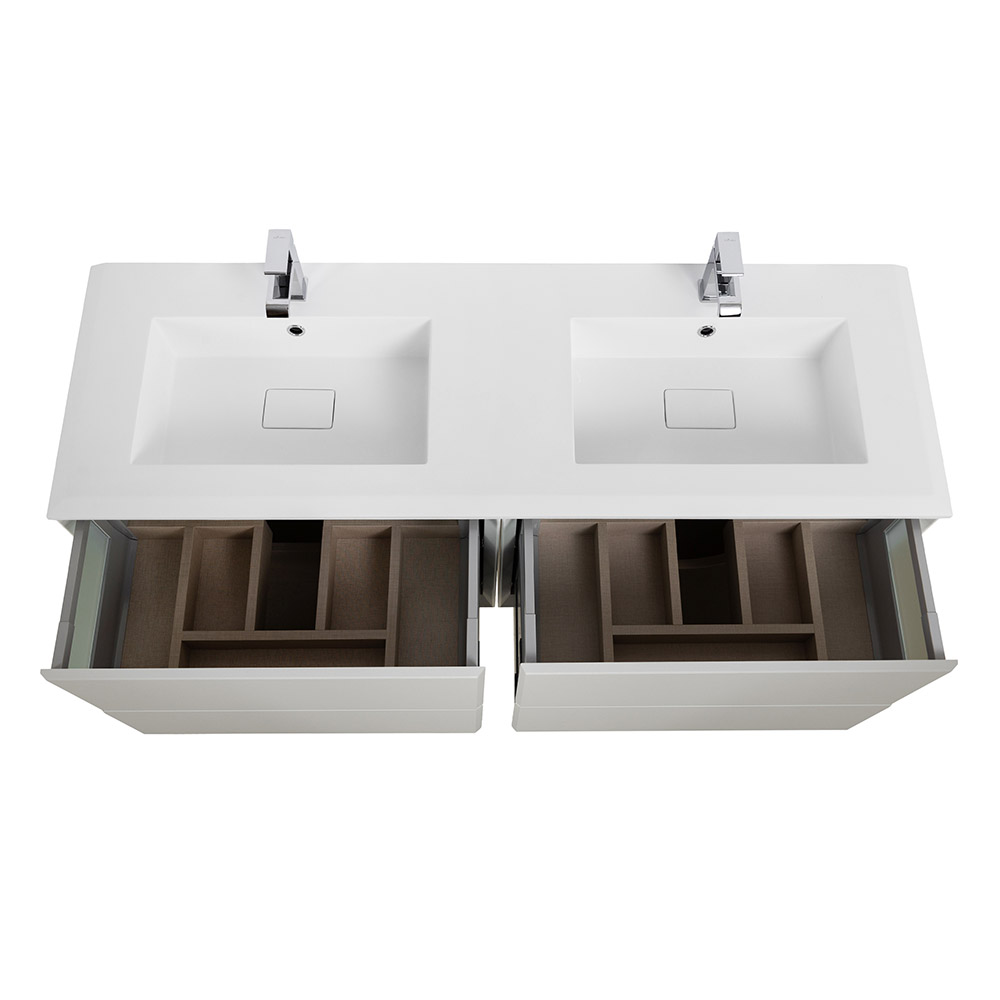 Приобрести cezares тумба подвесная с раковиной на две чаши bellagio 140 см bianco opaco, белая 54714