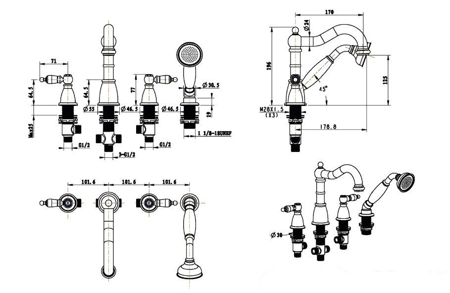 Приобрести boheme смеситель для ванны flora, врезной, хром 396-fl