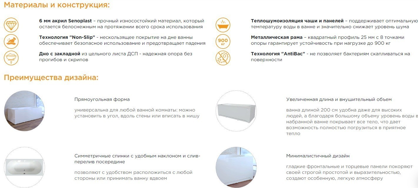 Приобрести акриловая ванна радомир вальс 200x100 см ( комплект каркас и слив )
