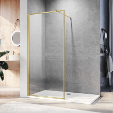 Veconi Душевая перегородка Korato 100x200 см, брашированное золото, прозрачное KR81G-100-01-C8