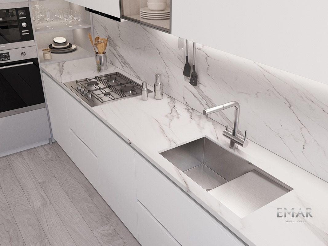 Приобрести emar кухонная мойка 70х40 см, сатин emb-124 pvd nano satine