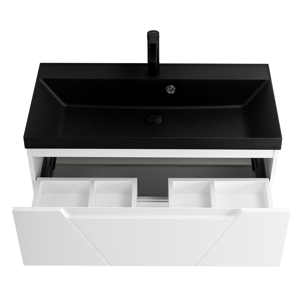 Приобрести belbagno тумба с раковиной vittoria 90 см, подвесная bianco opaco, чёрная раковина