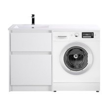 BelBagno Тумба с раковиной KRAFT 120 см, напольная KRAFT-LVD-58/120-L Bianco Opaco, белая раковина