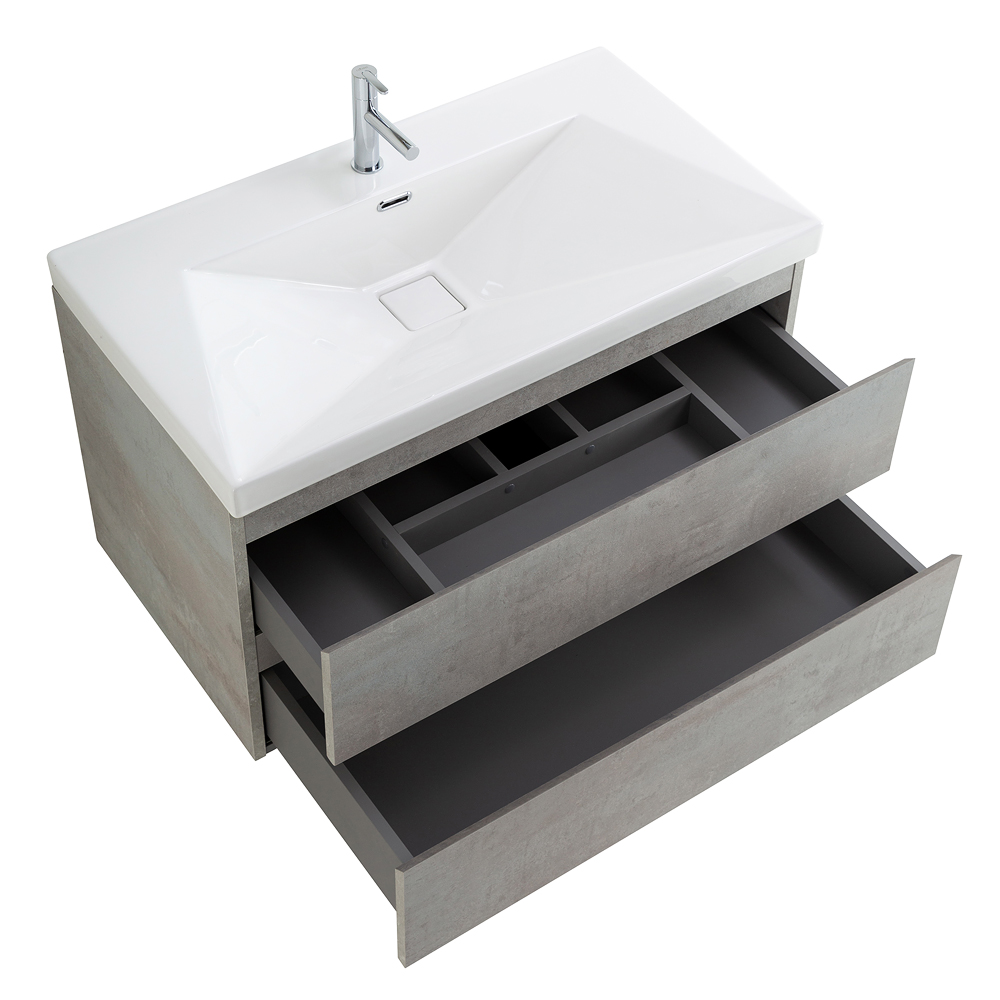 Приобрести cezares тумба подвесная с раковиной molveno 90 см beton, бетон molveno-90-2c-so-bet