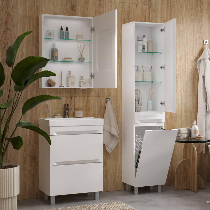 Приобрести equil пенал напольный corner 40 см, с бельевой корзиной, белый pncrnr40.kz-06