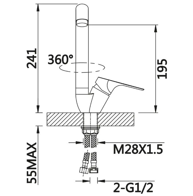 Приобрести смеситель для кухни vieir sist 241 мм, хром v063521