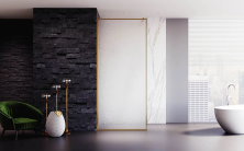 Veconi Душевая перегородка Korato 90x200 см, брашированное золото, стекло дождь KR81RG-90-06-C4