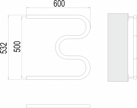 Приобрести terminus полотенцесушитель м - образный 60х50 см, боковое подключение, водяной, хром