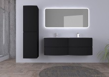 Cezares Тумба подвесная с раковиной на две чаши VAGUE 138 см Nero Opaco, черная 55282