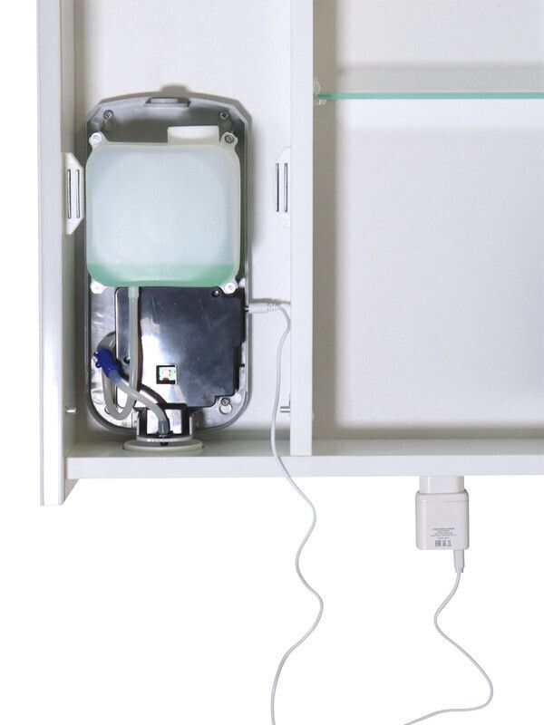 Приобрести continent зеркало шкаф с подсветкой lea foam 60х80 см, с дозатором жидкого мыла, бесконтакный включатель, белое