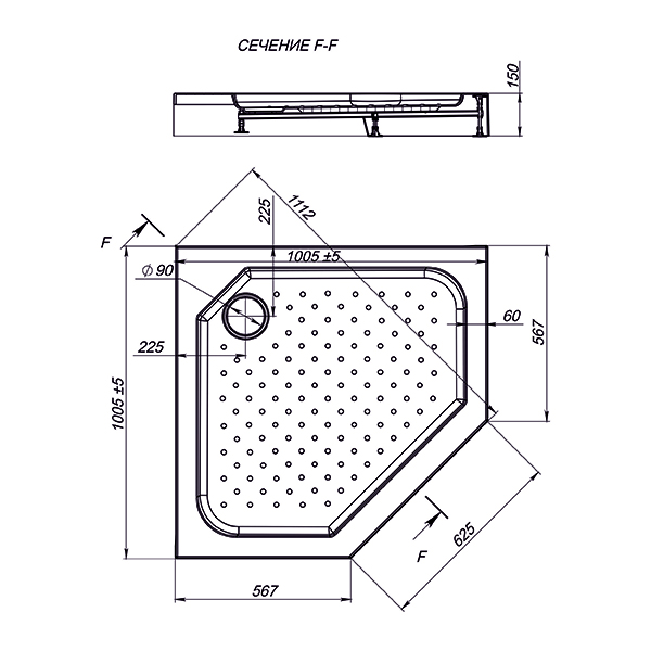 Приобрести sole душевой поддон calypso/quadro 100х100 см, белый ут000065520