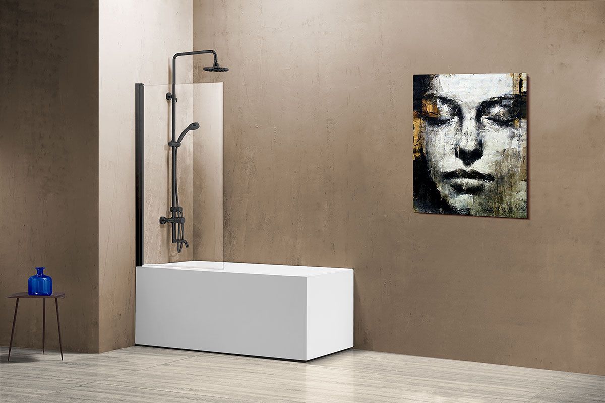 Приобрести vincea шторка на ванну 80 см, прозрачное, черная vsb-11800clb