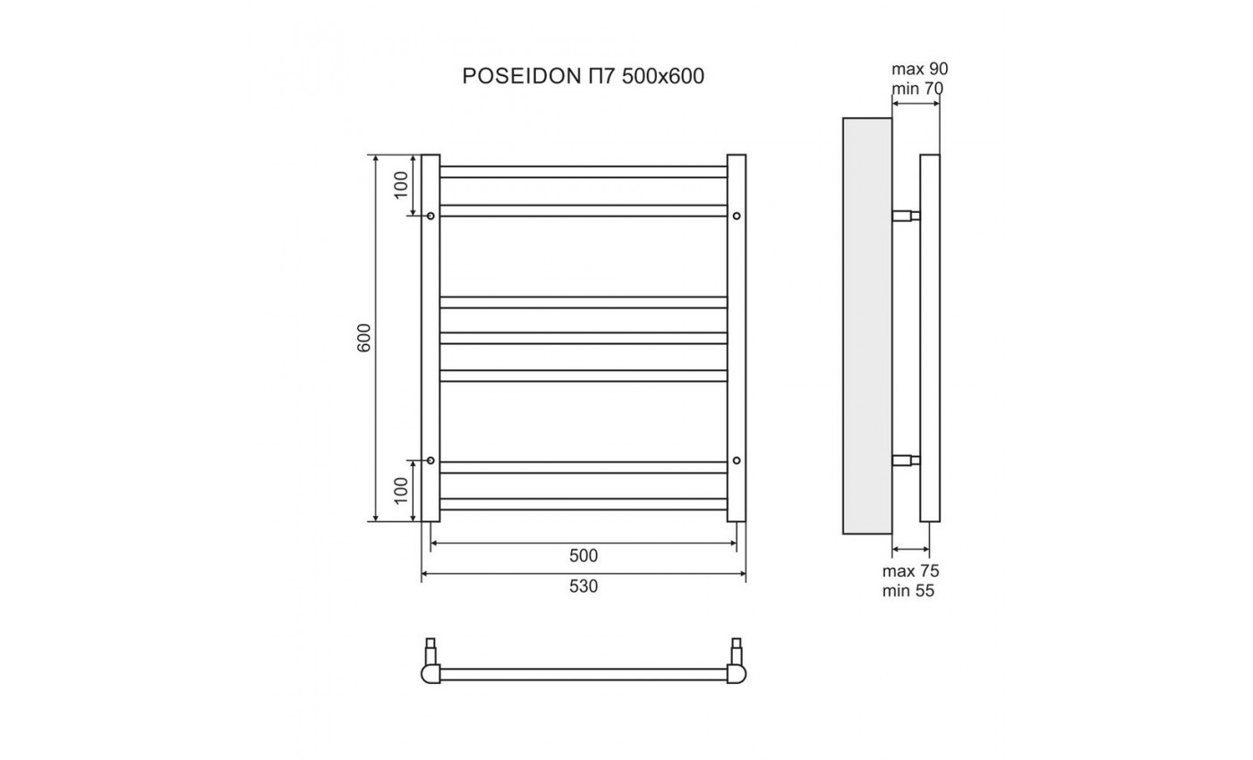 Приобрести lemark полотенцесушитель poseidon п7 500x600 мм водяной, хром lm42607