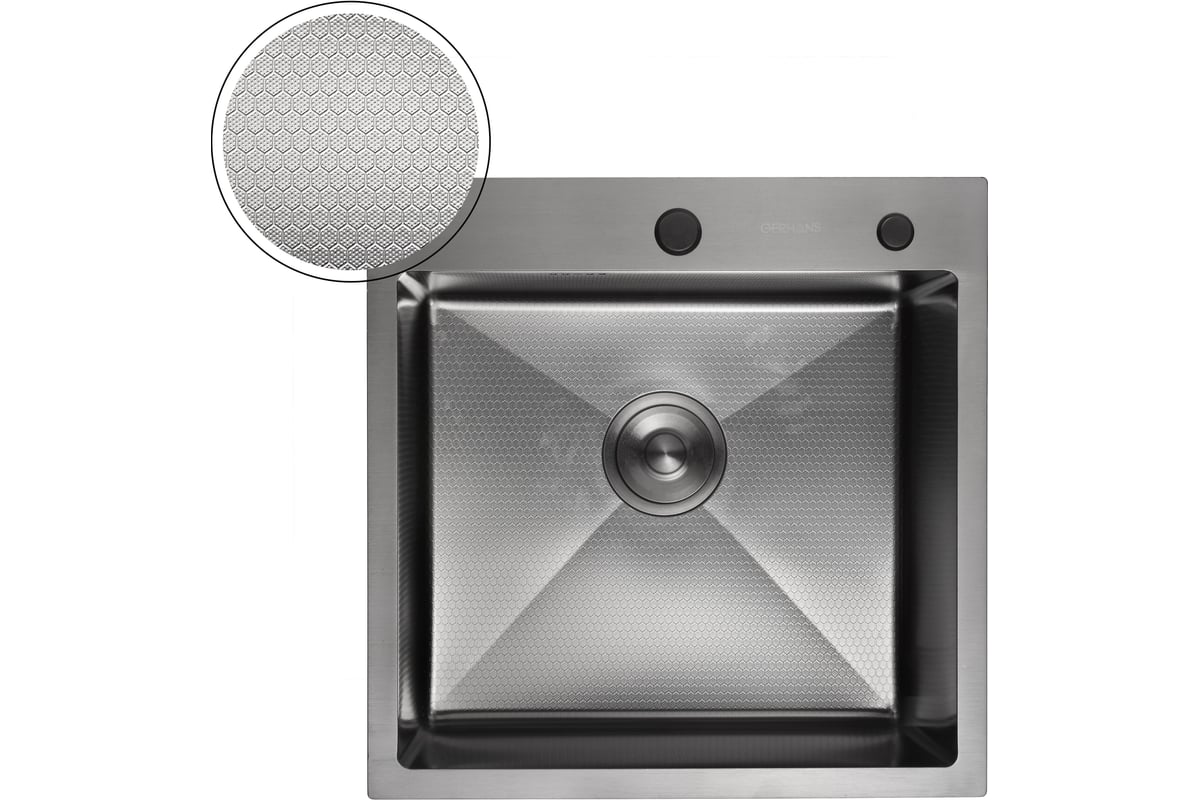 Приобрести gerhans кухонная мойка 50х50 см, графит\декор
