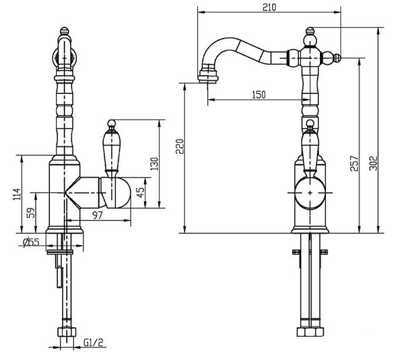 Приобрести boheme смеситель для раковины murano, высокий, золото 282-mr-w