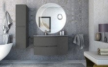 Cezares Тумба подвесная с раковиной VAGUE 104 Grigio Talpa Opaco, левосторонняя , серая 54905