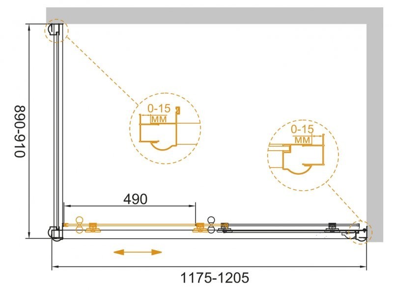 Приобрести cezares душевое ограждение giubileo 120-90см giubileo-ah-1-120/90-scorrevole-cp-g