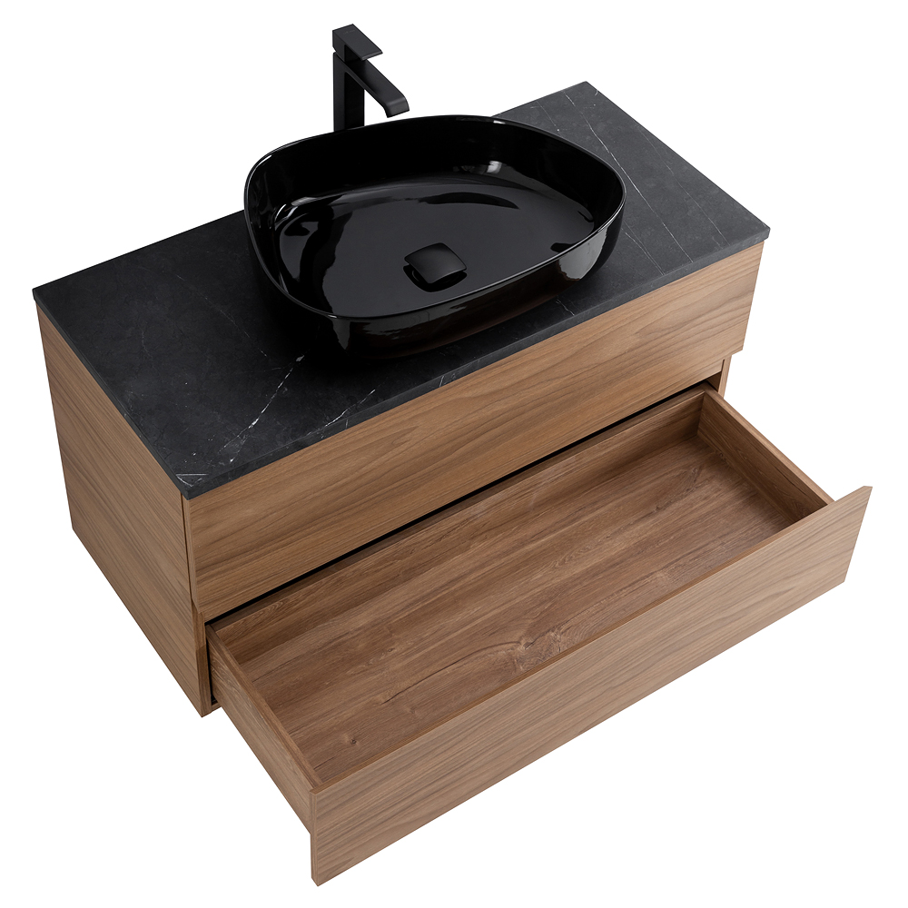 Приобрести cezares тумба со столешницей molveno 46 100 см noce chiaro, черный molveno 46-100-2c-so-nc