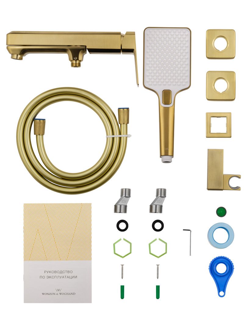 Приобрести смеситель для ванны с душем wonzon & woghand diamond, брашированное золото (ww-88639011-bg)