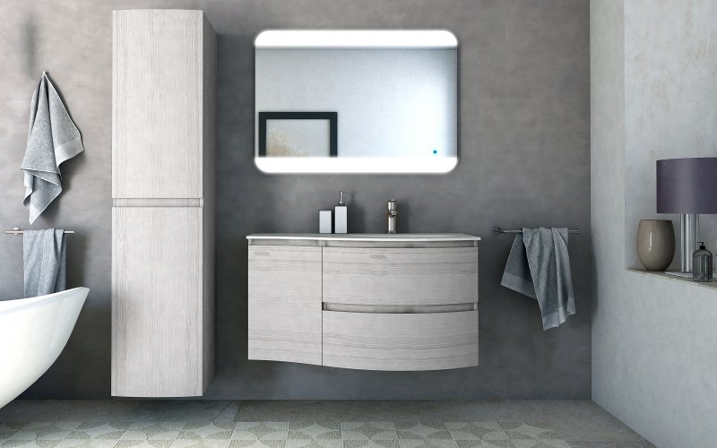 Приобрести cezares тумба подвесная с раковиной vague 104х57см, серое дерево