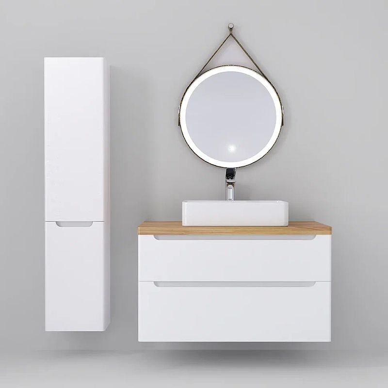 Приобрести jorno тумба подвесная wood 100 см со столешницей светлое дерево, белая