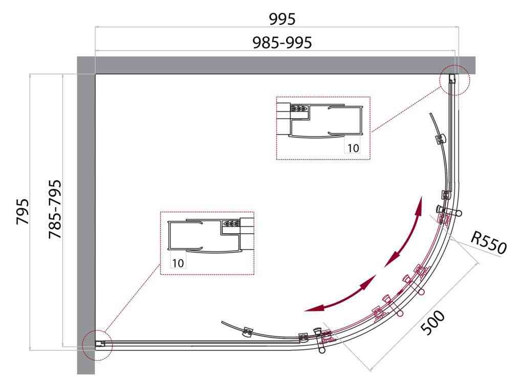 Приобрести belbagno душевое ограждение 100х80 см uno-195-rh-2-100/80-c-cr